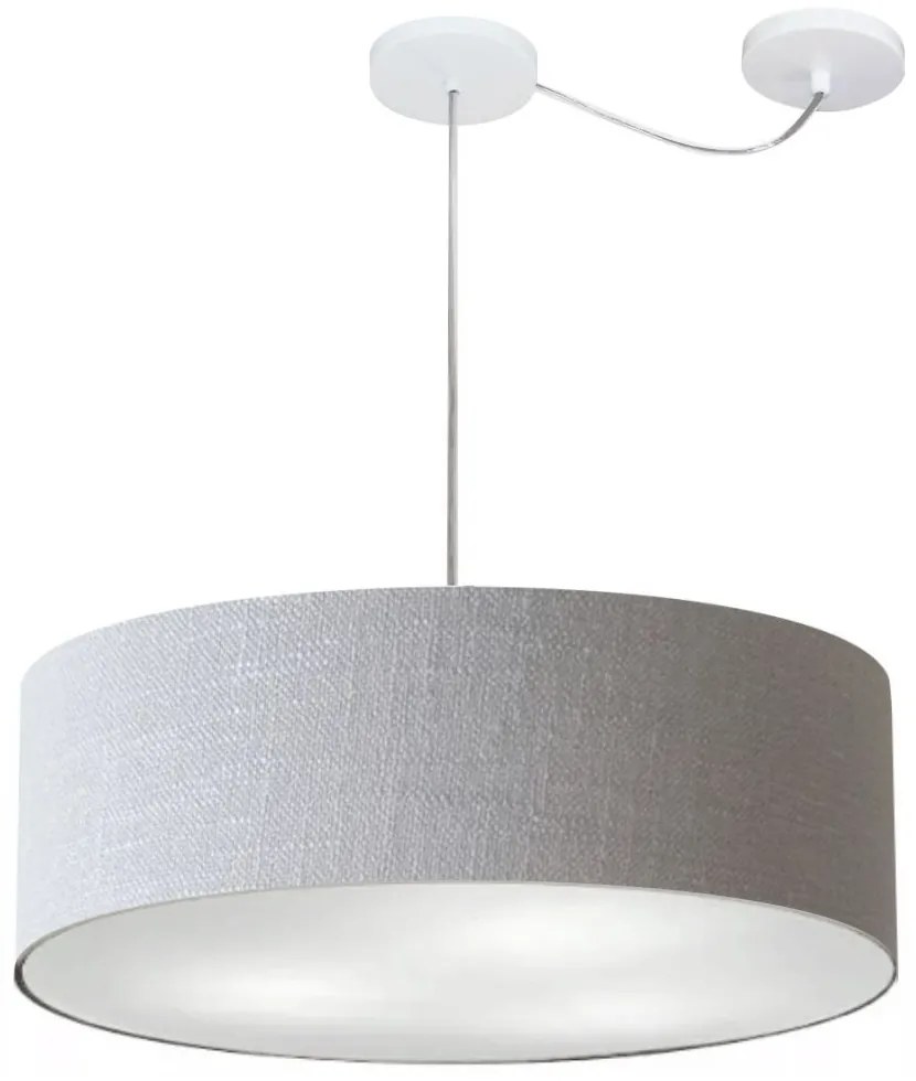 Lustre Pendente Cilíndrico Com Desvio De Centro Md-4259 Cúpula em Tecido 50x15cm Rustico Cinza - Bivolt