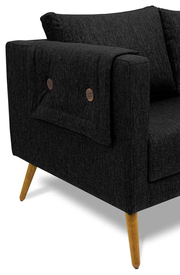 Poltrona Namoradeira Paris D07 2 Lugares Linho Preto - D'Rossi