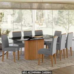 Mesa de Jantar Retangular 180cm 8 Lugares Flex Zuni Ypê/Preto N02 - Mp