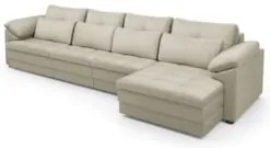 Sofá Retrátil 5 Lugares Para Sala 414cm Dijon Couro Creme S07 - Mpozen