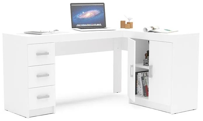 Mesa Para Escritório Espanha 2 Portas 3 Gavetas - Branco