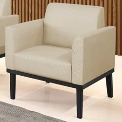 Poltrona Decorativa Base Madeira Preto Maressa Veludo Luxo Off White -