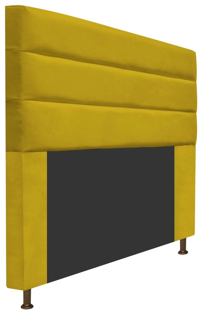 Cabeceira Estofada Turim 160 cm Queen Size Suede Amarelo - ADJ Decor