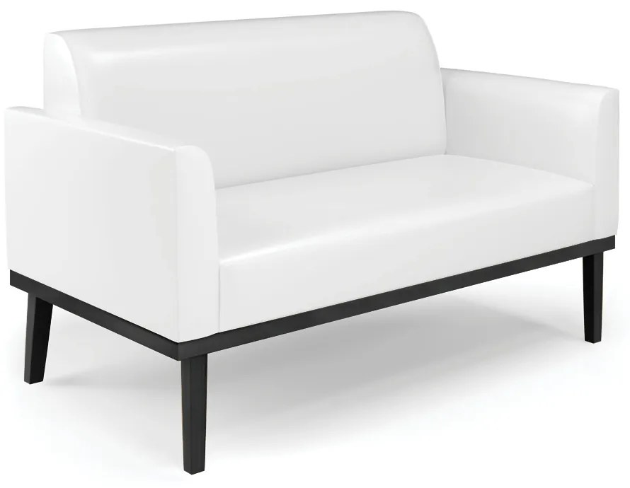 Sofá Namoradeira com Poltrona Base de Madeira Fixa Preto Marisa Corano D03 - D'Rossi - Branco