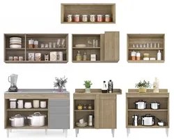 Armário de Cozinha Modulado de Canto 7 Peças CP21 com Pia Inox Castanh