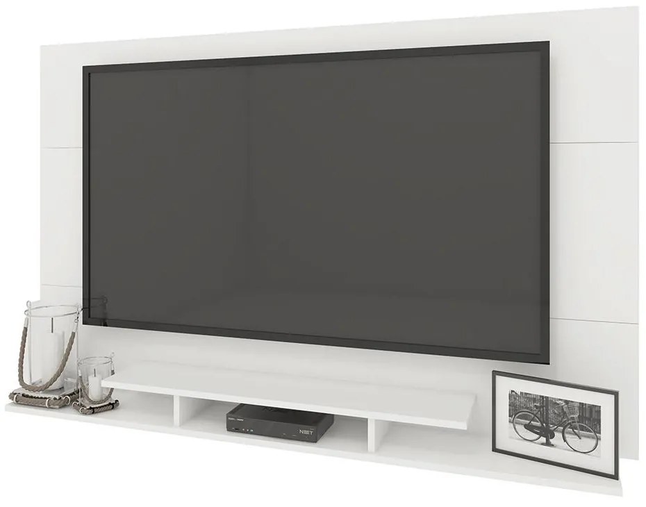 Painel Para TV Até 60" 1 Nicho 3 Prateleiras Premium Branco