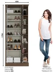 Sapateira 1 Porta com Espelho Duetto Castanho - Henn