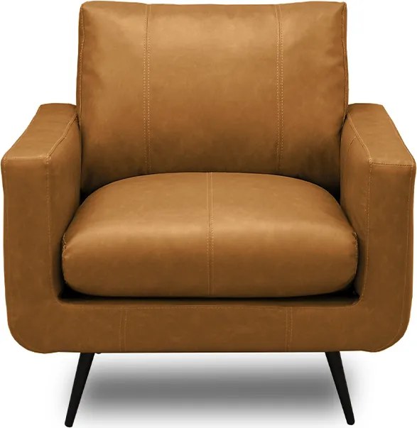Kit 2 Poltronas Decorativas Paloma Sala de Estar Pés em Aço Couro Caramelo Manchado G88 - Gran Belo