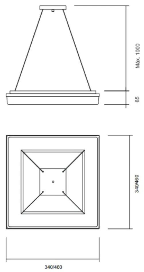Pendente Vivaz 46X46Cm Led 36,8W Bivolt / Base Fechada | Usina 19021/4... (BT - Branco Texturizado, 3000k)
