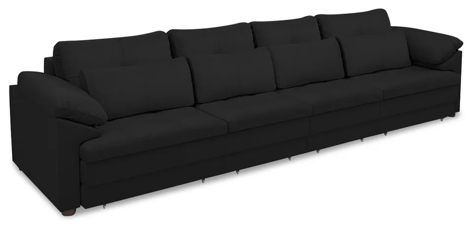 Sofá Retrátil Elétrico Sala de Estar Nolan Bipartido 379cm Conforto Premium em Couro Preto G58 - Gran Belo