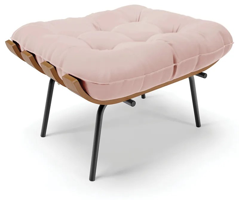 Kit 02 Puffs Costela Veludo Verde Base Metálica Preto - D'Rossi