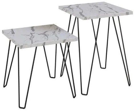 Conjunto de Mesas Quadradas Thassos Estrutura Preta 60cm - 57305 Sun House
