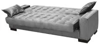 Sofá Cama para Sala de Estar Lisboa Suede Cinza - Ibiza