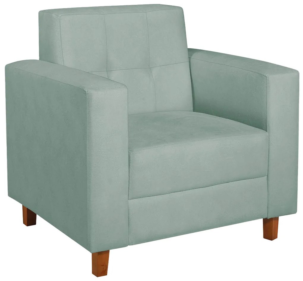 Poltrona Decorativa Denver Suede Azul Tiffany - ADJ Decor