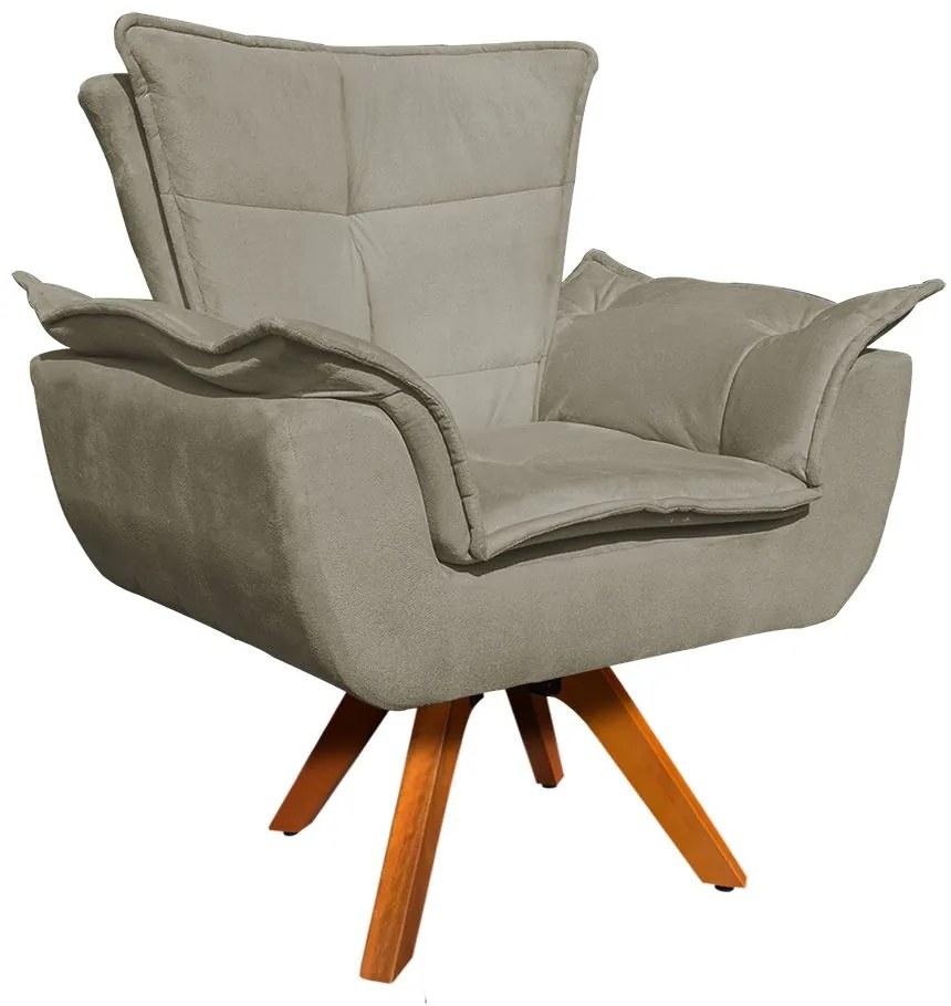 Poltrona Sala de Estar Giratória MM30 Kit 2 Opala Suede Marrom Rato