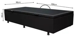 Base Box Baú para Cama Solteiro 88x188cm Liz S05 Sintético Preto - Mpo