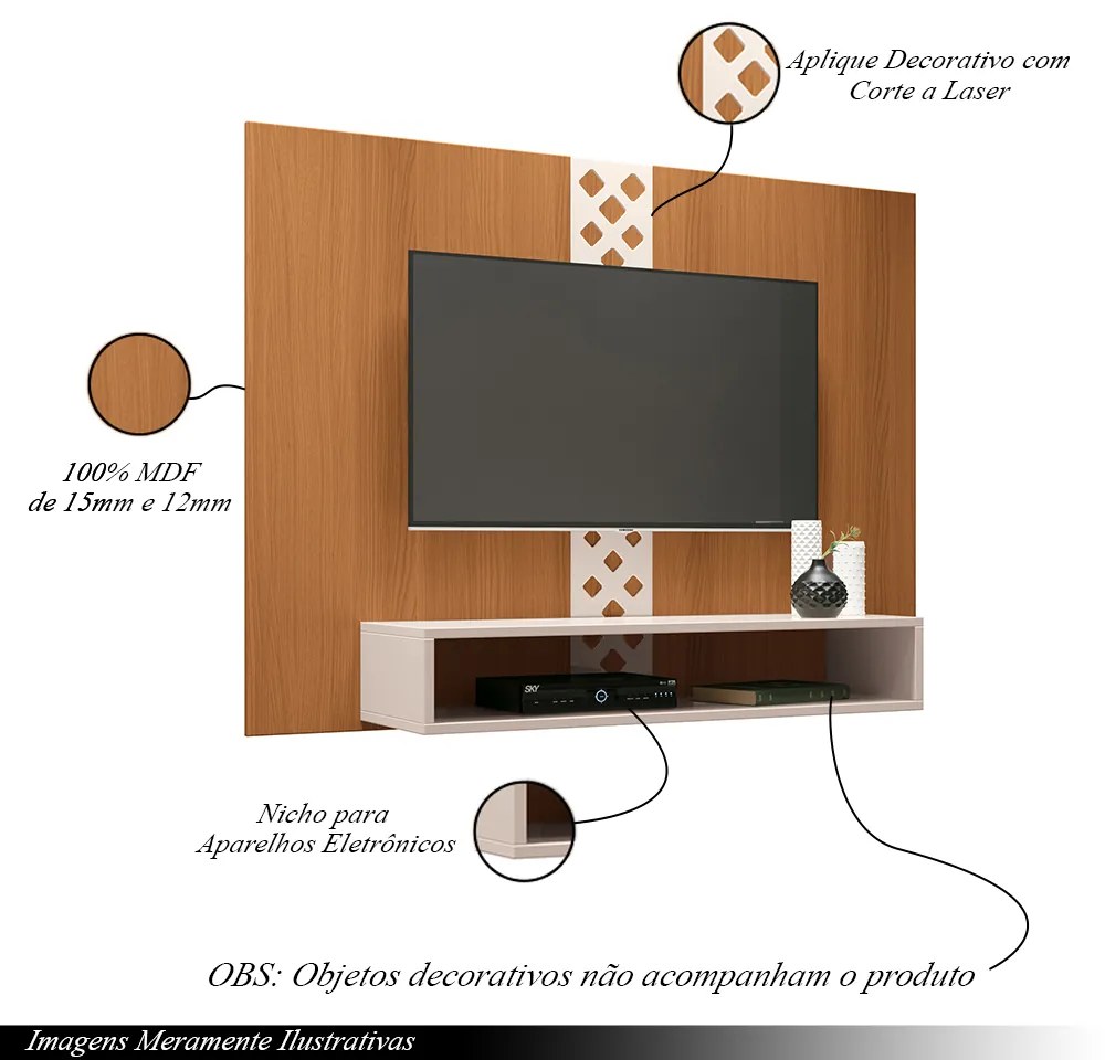 Painel Suspenso Decorativo Form TV até 47 Pol Cinamomo/Off White G26 - HB Móveis