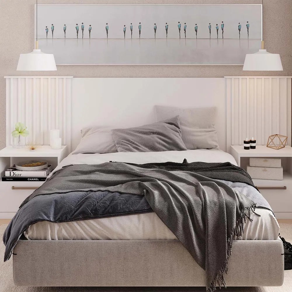 Cabeceira Decorativa Extensiva Senna MDP Branco Fosco G11 - Gran Belo