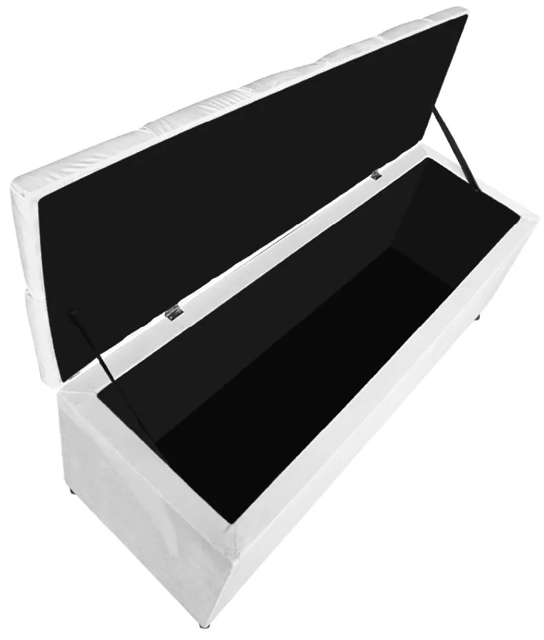 Calçadeira Estofada Liverpool 90 cm Solteiro Suede Branco - ADJ Decor