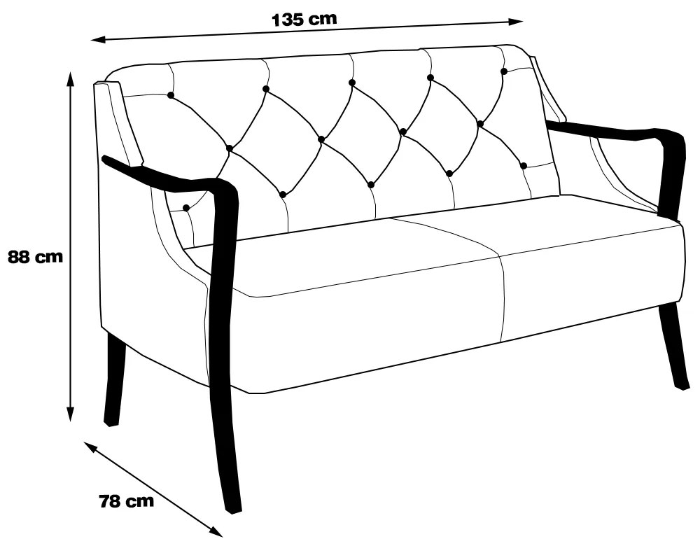Poltrona Namoradeira Decorativa 2 Lugares Braços em Madeira Hand PU Preto G45 - Gran Belo