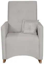 Poltrona Amamentação Base Madeira Balanço Lola Veludo Cinza F03 - Mpoz