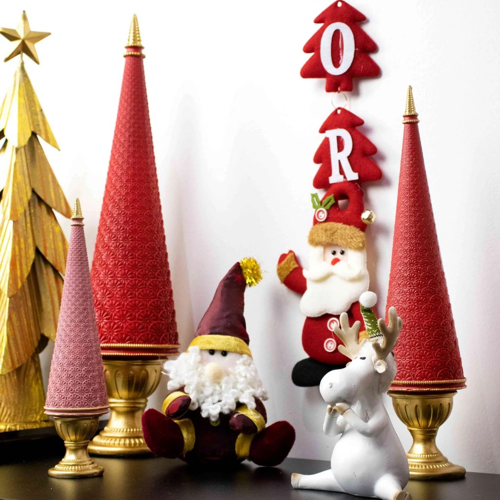 Árvore Decorativa de Natal Em Resina Rosa e Dourado 45 Cm - D'Rossi