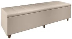 Recamier Baú Estofado King 193cm Horus Veludo Bege Z04 - Mpozenato