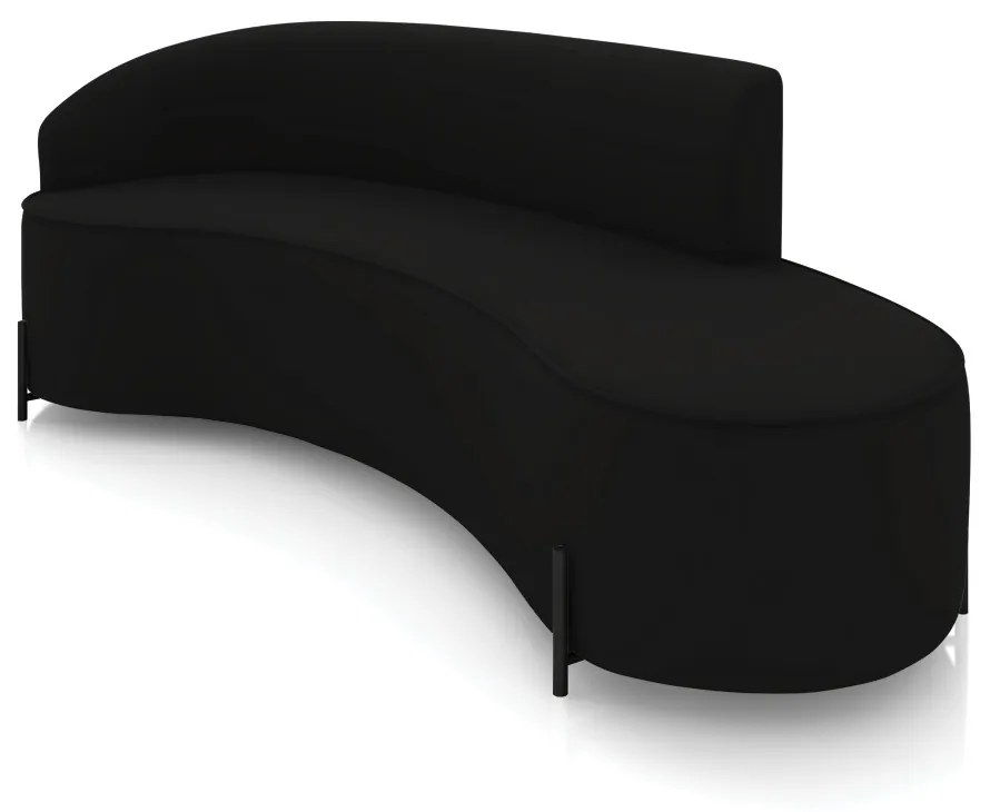 Sofá 4 Lugares Orgânico 220cm Pé Ferro Preto Morgan Veludo D03 - D'Rossi - Preto