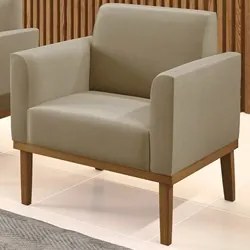 Poltrona Decorativa Base Madeira Castanho Maressa Suede Marrom RT - Ib