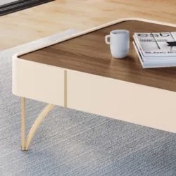 Aparador Para Sala Gianni e Mesa Alane H01 Off White/Castanho - Mpozen