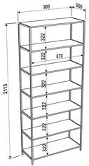 Estante Livreiro Steel Quadra 27809 6 Prateleiras Vermont Base Preta -