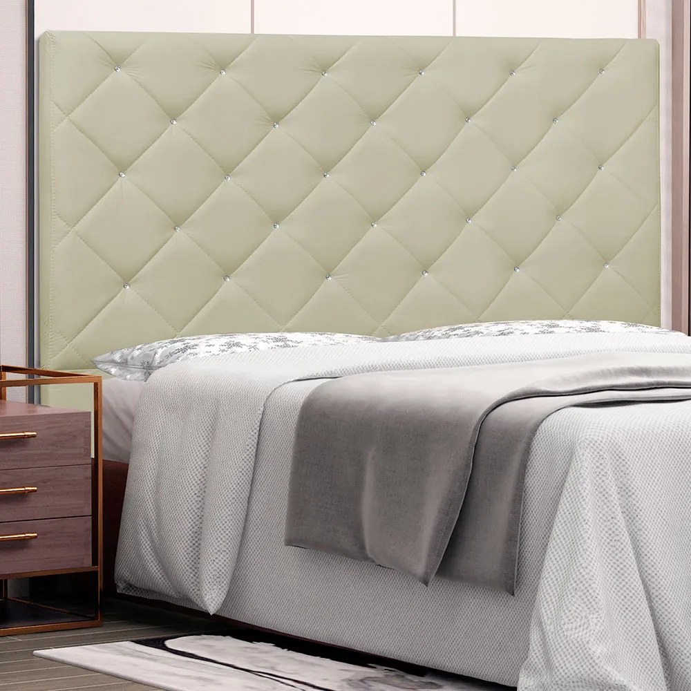 Cabeceira Tania Para Cama Box Casal 140 cm Corino  - D'Rossi - Bege