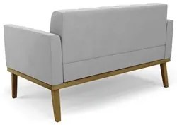 Sofá Namoradeira e 1 Poltrona Base Madeira Castanho Ana Suede Cinza -