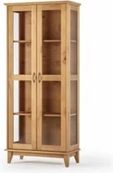 Cristaleira de Madeira 2 Portas de Vidro Hazel Carvalho Z25 - Mpozenat