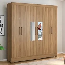 Guarda Roupa Casal 6 Portas com Espelho Elite 3 Gavetas Pratico D02 Am