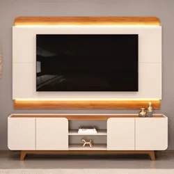 Painel Para TV 75 Pol e Rack Bancada Com LED 220cm Collie D04 Off Whit