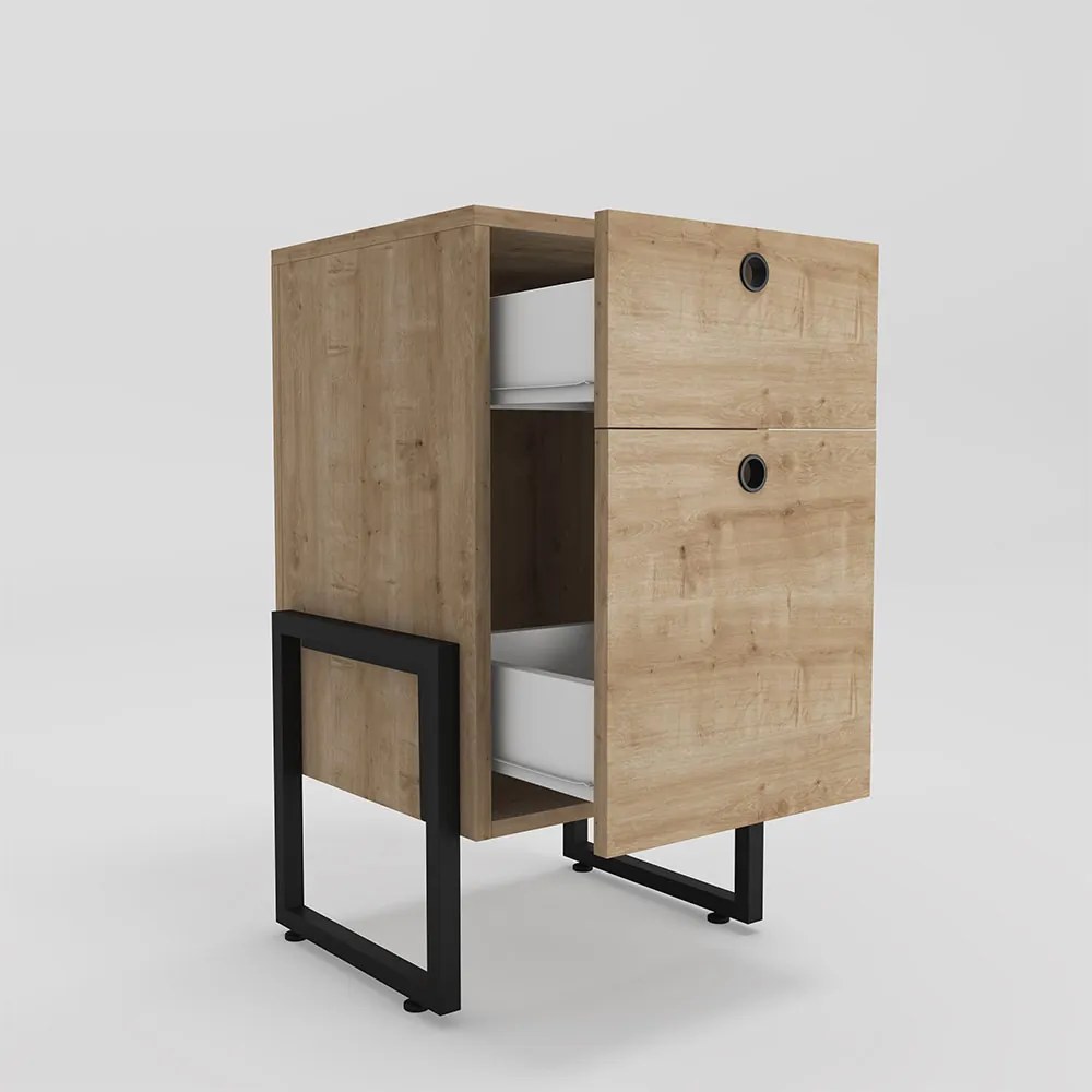 Kit Mesa Para Computador Porto 90 cm e Mesa de Cabeceira Wolli 2 Gavetas Natural - D'Rossi