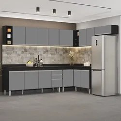 Armário de Cozinha Modulado de Canto 8 Peças CP26 Balcão com Tampo Pre