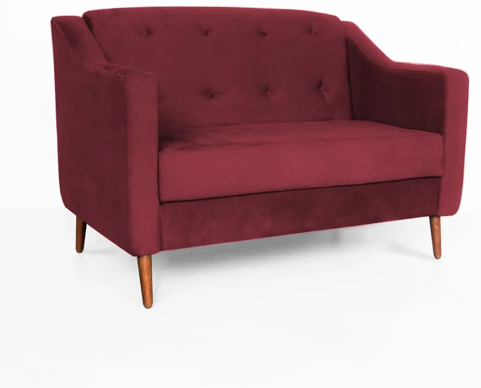 Namoradeira Bruna 1,20 m 2 Lugares Pés Palito Suede Bordô