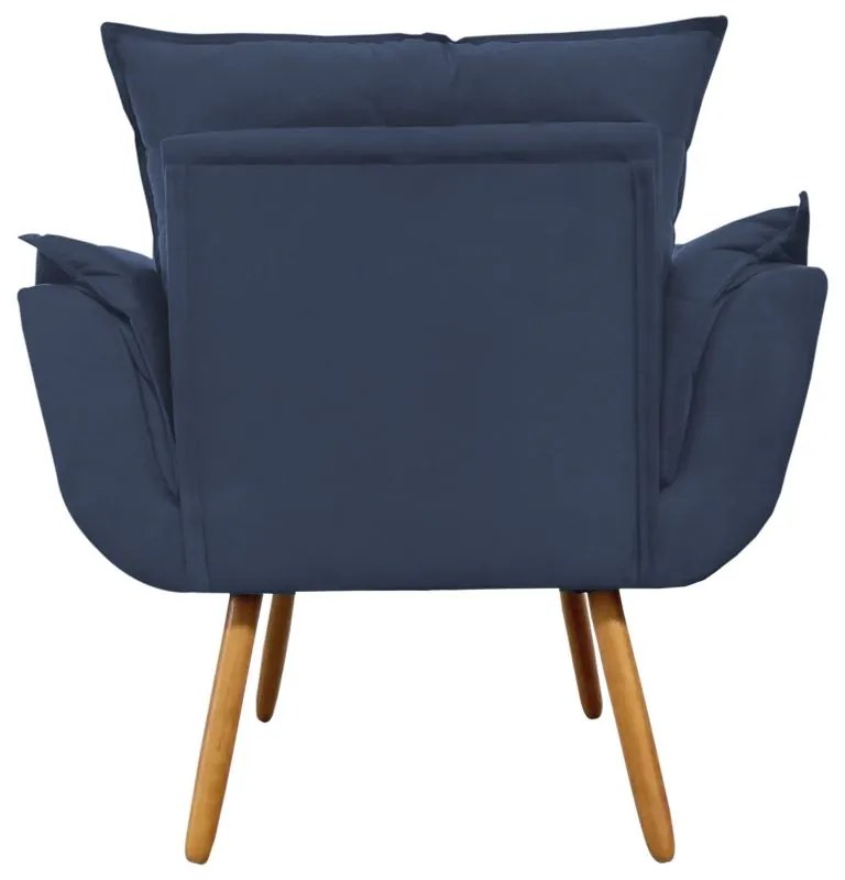 Poltrona Decorativa Opala Pés Palito Suede Azul - Sheep Estofados - Azul escuro
