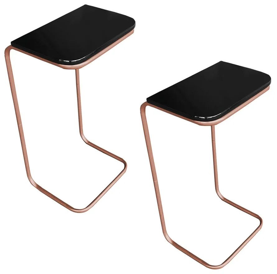KIT 02 MESAS LATERAL TAMPO PRETO MULTI-U - Bronze