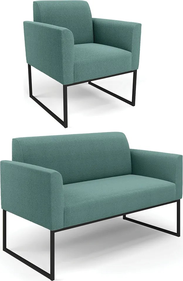 Namoradeira e Poltrona Industrial Preto Marisa Bouclê D03 - D'Rossi - Menta