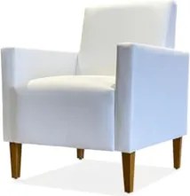 Poltrona Para Sala Pés de Madeira Kit 2 Gabi Sintético Branco - Phoeni