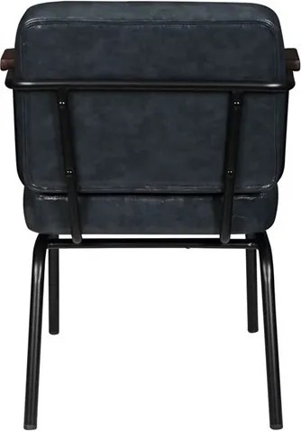 Poltrona Industrial 78cm em Metal e Couro Vintage Cinza