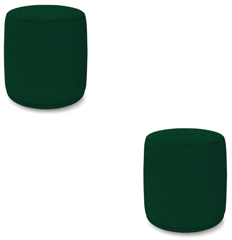 Puff Redondo Orgânico para Sala kit 2 Malu Bouclê M11 - D'Rossi - Verde