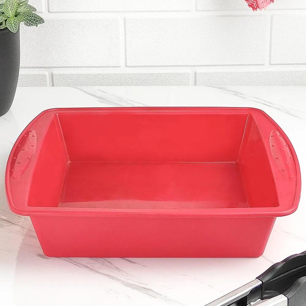 Assadeira de Silicone Quadrada - Vermelha