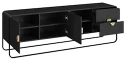 Rack Bancada Tv 70 Pol 180cm 2 Portas Mario Nero/Preto A10  - Mpozenat