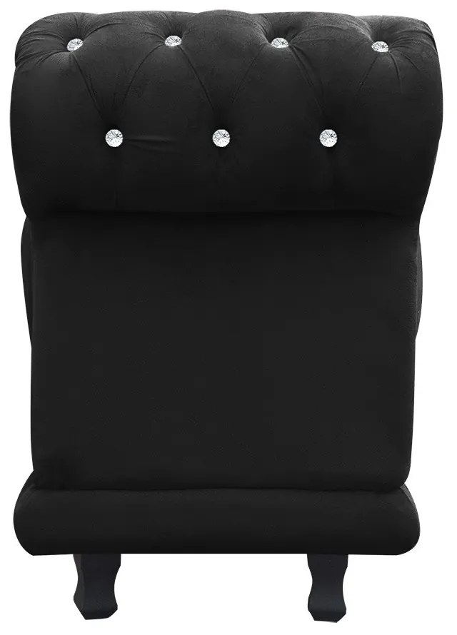 Recamier Barcelona Namoradeira Calçadeira Suede Preto com strass D'Rossi