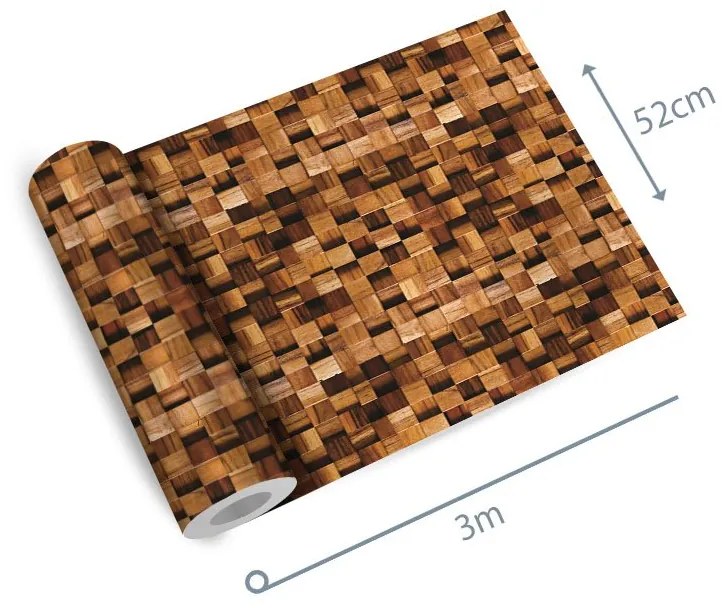 Papel de parede adesivo madeira cubos 3d