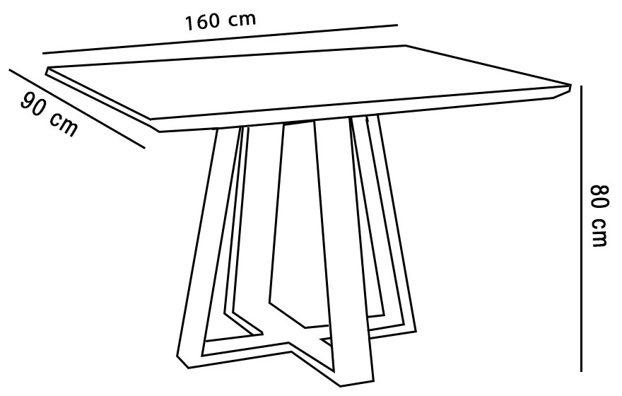 Mesa de Jantar Brenda 160x90 cm Off White Base de Madeira Mel - D'Rossi